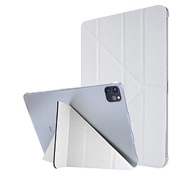 Etui en PU Texture de soie avec support origami blanc pour votre Apple iPad Pro 12.9 pouces (2021)