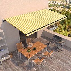 Maison Chic Store banne | Auvent rétractable de porte | Marquise Brise-soleil automatique 600x350 cm Jaune et blanc -GKD19848