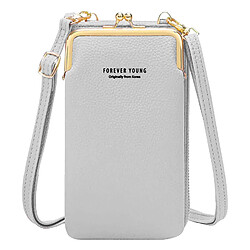 Avizar Pochette Bandoulière Smartphone Simili cuir grainé Multi-compartiments gris