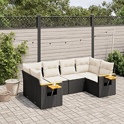 Maison Chic Ensemble Tables et chaises d'extérieur 6pcs avec coussins,Salon de jardin noir résine tressée -GKD736735