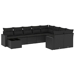 Maison Chic Salon de jardin 10 pcs avec coussins | Ensemble de Table et chaises | Mobilier d'Extérieur noir résine tressée -GKD10150