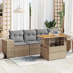 vidaXL Salon de jardin avec coussins 5 pcs beige résine tressée