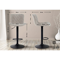 Avis Decoshop26 Tabouret de bar x1 coutures décoratives pied trompette hauteur réglable en métal noir assise en tissu taupe 10_0004862