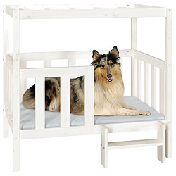 Avis vidaXL Lit pour chien Blanc 105,5x83,5x100 cm Bois de pin solide