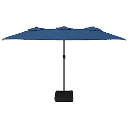 Avis vidaXL Parasol de jardin à double tête avec LED bleu azuré 449x245 cm