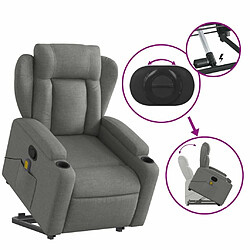 Maison Chic Fauteuil Relax pour salon, Fauteuil de massage inclinable Gris foncé Tissu -GKD61080 pas cher