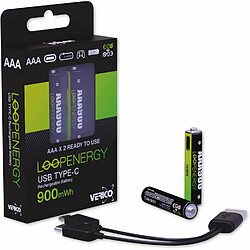 SANAG Loopenergy Wiederaufladbare Usb-C Batterie Aaa 1,5V 900Mwh (600Mah) Li-Ion, Schnellladung Via Usb-C Anschluss In Ca. 2 Stunden (2X Aaa)