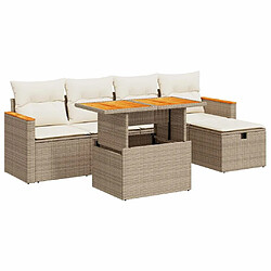 vidaXL Salon de jardin avec coussins 6 pcs beige résine tressée