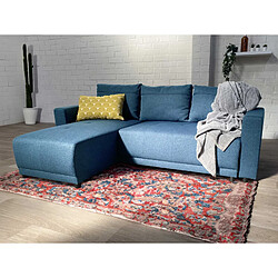 Bestmobilier Pilea - canapé d'angle réversible 4 places - convertible avec coffre - en tissu Pilea - canapé d'angle réversible 4 places - convertible avec coffre - en tissu - Bleu