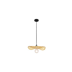 ICONIK INTERIOR Lustre de plafond en bambou - Suspension de style Boho Bali - Noila Bois naturel