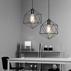 Acheter Stoex Lustre Suspension Industriel forme diamant 25cm lampes abat-jour luminaire E27 Noir