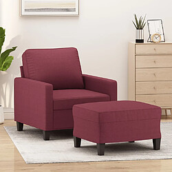 vidaXL Fauteuil avec repose-pied Rouge bordeaux 60 cm Tissu