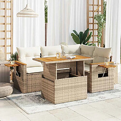 vidaXL Salon de jardin avec coussins 4 pcs beige résine tressée acacia