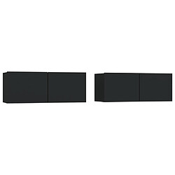 Maison Chic Meubles TV 2 pcs pour salon Noir 80x30x30 cm Bois d'ingénierie -MN22197