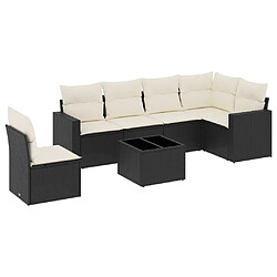 Maison Chic Salon de jardin 7 pcs avec coussins | Ensemble de Table et chaises | Mobilier d'Extérieur noir résine tressée -GKD29802