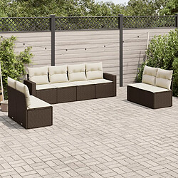 vidaXL Salon de jardin 8 pcs avec coussins marron résine tressée