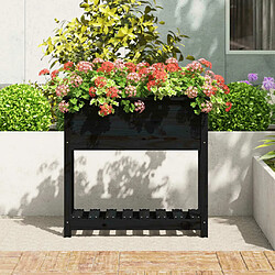 Avis Maison Chic Jardinière,Bac à fleurs - pot de fleur avec étagère Noir 82,5x34,5x81 cm Bois massif de pin -GKD49983