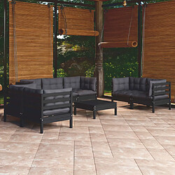 vidaXL Salon de jardin 8 pcs avec coussins bois de pin massif