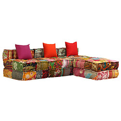 Decoshop26 Coussins canapé de sol poufs modulaire chaise longue en tissu 3 places en tissu Patchwork DEC021227