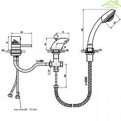 Acheter Rav Mitigeur baignoire en chrome thermostatique 3 trous avec inverseur