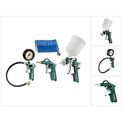 Metabo LPZ 4 Set d'outils à air comprimé (601585000) + Jauge de gonflage des pneus + Pistolet à peinture + Tuyau spiralé