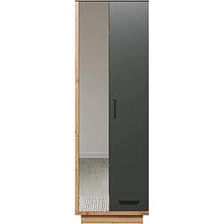 Avis Armoire de chambre SYNNAX - 2 Portes + 1 tiroir - Décor gris anthracite et chene miel - L65 x P40 x H198 cm - TRENDTEAM