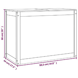 vidaXL Boîte à linge Gris 88,5x44x66 cm Bois massif de pin pas cher