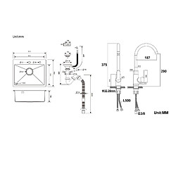 Acheter Auralum MAX Évier Cuisine 1 Bac Acier Inoxydable Brossé 65x45CM,encastré/à Poser+Robinet Cuisine Pivotant à 360° avec Eau Chaude/Froide, Chromé