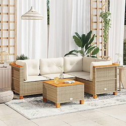 vidaXL Salon de jardin avec coussins 5 pcs beige résine tressée