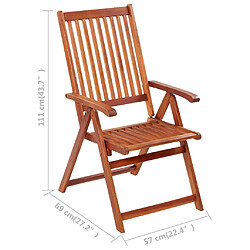 vidaXL Chaises pliables de jardin lot de 6 avec coussins Bois d'acacia pas cher