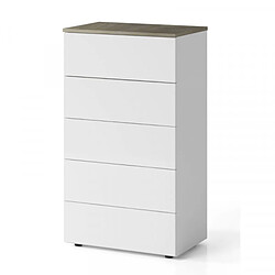 Dansmamaison Commode 5 tiroirs Blanc - HISI