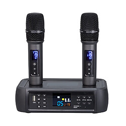 INF Double microphone sans fil avec récepteur fixe, pour la parole et le chant Black