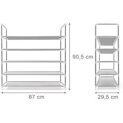 Helloshop26 Étagère à chaussures meuble souliers bottes étages niveaux 5 niveaux jusqu'à 25 paires 90,5 cm blanc 13_0001028