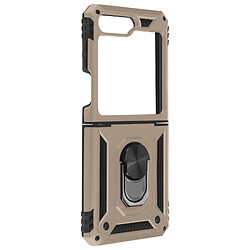 Avizar Coque pour Samsung Galaxy Z Flip 5 Hybride Bague Magnétique Série ArmoRing Or