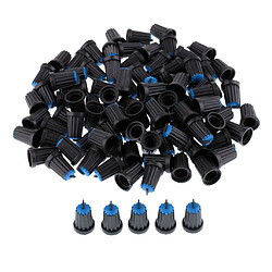 100pcs 6mm potentiomètre bouton de commande de bouton rotatif de bouton d'arbre de potentiomètre 3Color bleu