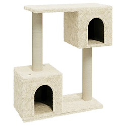 Helloshop26 Arbre à chat meuble tour grimper jouet grattage grattoir escalade plateforme avec griffoirs en sisal 60 cm crème 02_0022517