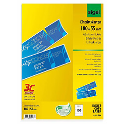 SIGEL LP714 Lot de 100 Billets personnalisables livrés en planche 20 feuilles 180 x 55 mm 225g/m² Blanc