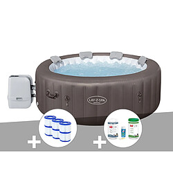 Kit spa gonflable Bestway Lay-Z-Spa Dominica rond Hydrojet 4/6 places + 6 filtres + Kit de traitement au brome