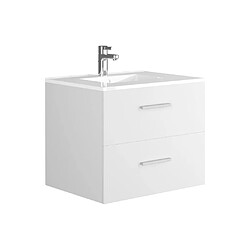 Avis Vente-Unique Meuble de salle de bain suspendu avec simple vasque - Coloris blanc - 60 cm - KAYLA