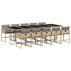 Maison Chic Ensemble à manger d'extérieur 11 pcs avec coussins,Salon de jardin,Mobilier de jardin mélange beige -GKD536544