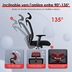 Avis Lexzurn Fauteuil de Bureau Ergonomique et Pliable,Dossier et Assise Haute avec Roulettes Silencieuses Charge 150KG