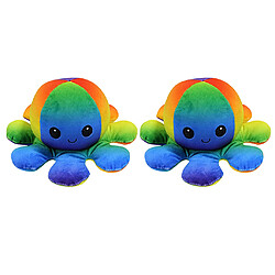 2x Double Face Flip Octopus En Peluche Réversible Vie Marine Colorée