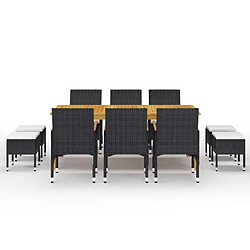 Maison Chic Ensemble de salle à manger de jardin 11 pcs,Table et chaises d'extérieur Noir -GKD585643