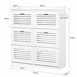 Avis SoBuy FSR145-W Meuble à Chaussures à 6 Abattants, Meuble de Rangement à Chaussures, Armoire à Chaussures Coffre de Rangement avec 2 Crochets