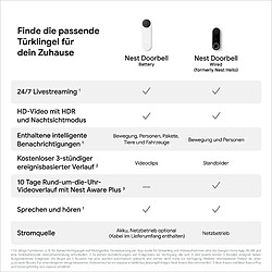 Google Nest Doorbell - drahtlose Video-Tuerklingel GA01318-DE pas cher