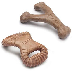 Benefon Os a mâcher dentaire pour chiots - BENEBONE - Pack de 2 Chew/Wishbone 10cm - Nylon - Bacon