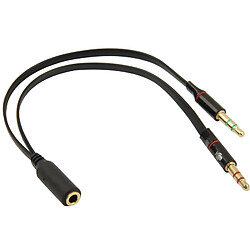 Wewoo Adaptateur Audio noir Jack 3,5 mm Femelle à Jack 3,5 mm Mâle Microphone Jack + Jack 3,5 mm Écouteur Jack Câble