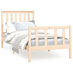 Maison Chic Cadre/structure de lit et tête de lit pour adulte - Lit Moderne Chambre 100x200 cm bois de pin massif -MN29677