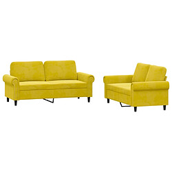 Maison Chic Ensemble de canapés 2 pcs avec coussins, Canapé droit Sofa pour Salon Jaune Velours -GKD317401