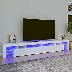 vidaXL Meuble TV avec lumières LED Blanc brillant 260x36,5x40 cm